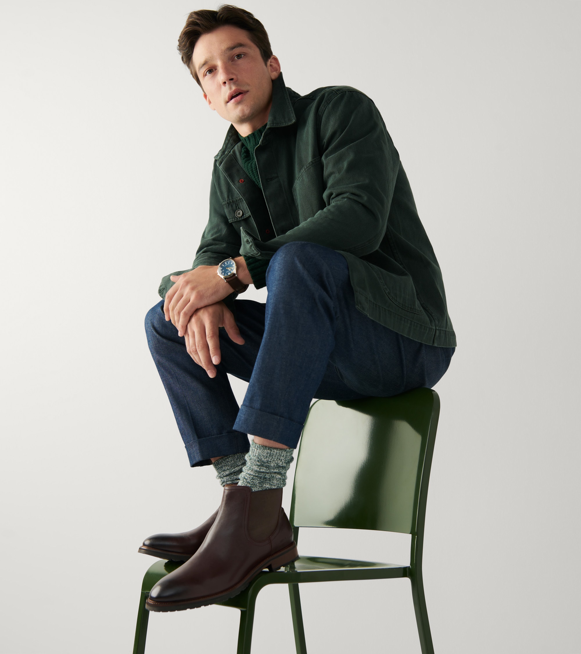 Male model wearing boots