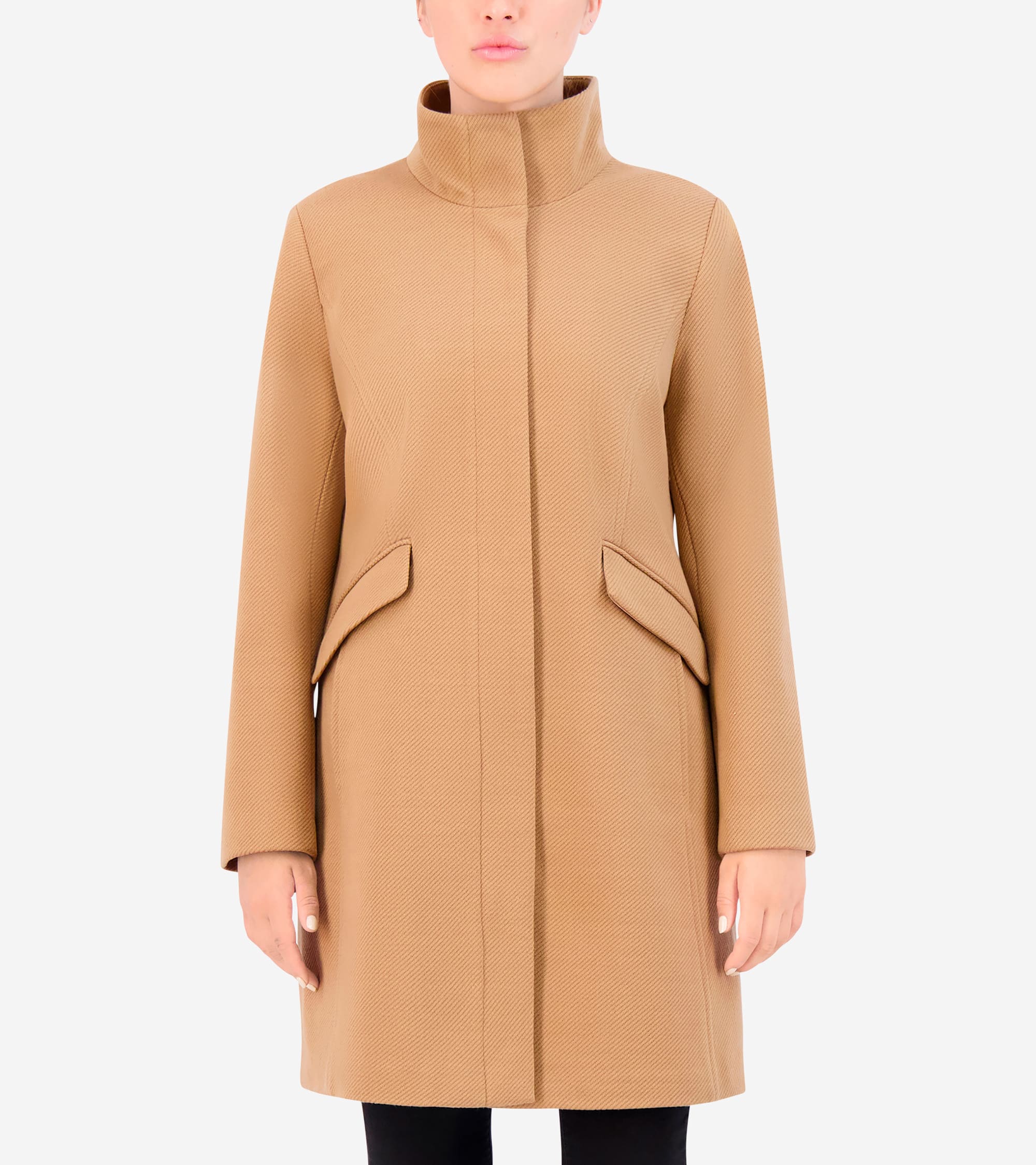 Women's Soft Twill Zip-Up Coat in Beige | Cole Haan