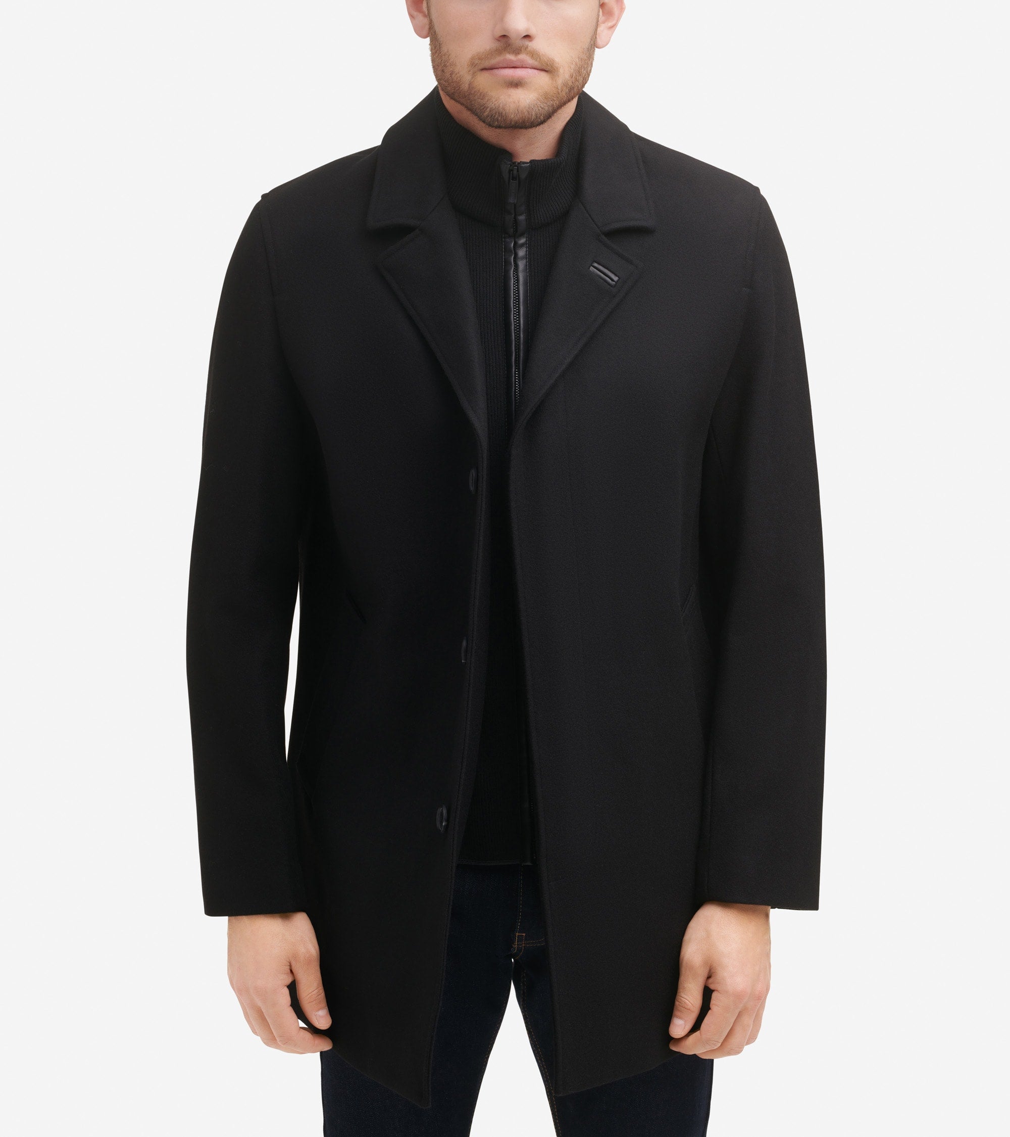 Men's Wool-Blend Car Coat in Black | Cole Haan