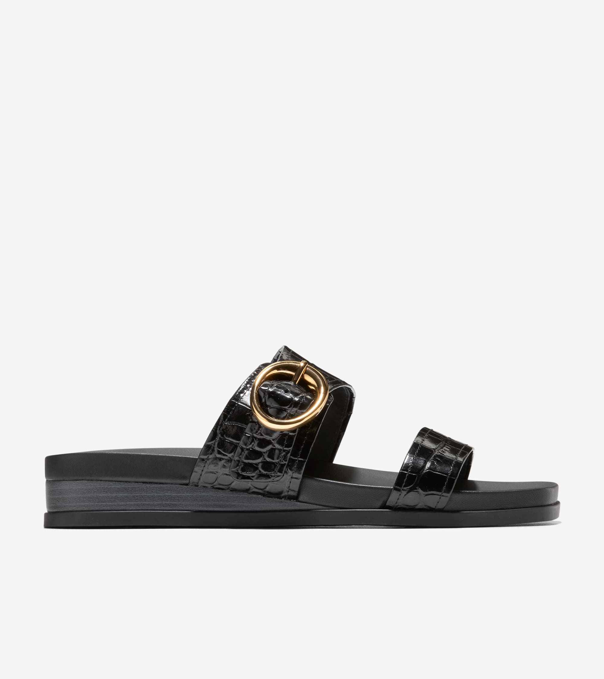 Women's Oaklynn Double Band Footbed Sandals in Black | Cole Haan