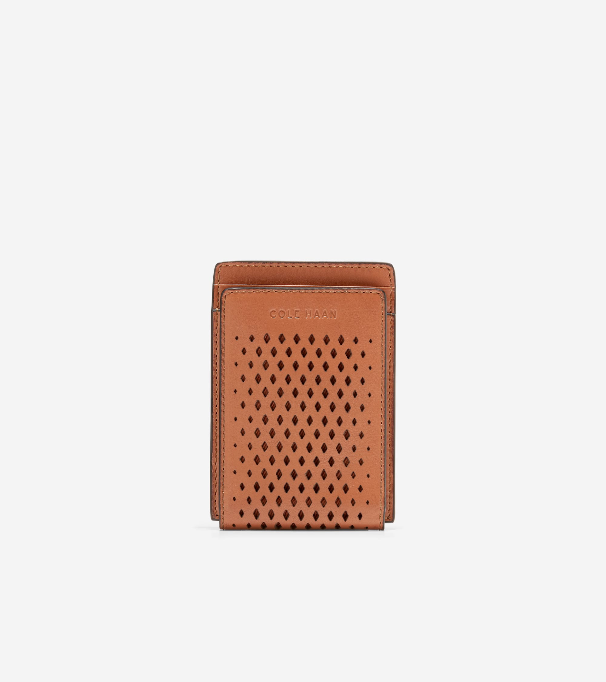 Cole Haan Men's Washington Perforated Card Case - Brown Cole Haan Men's Washington Perforated Card Case - Brown