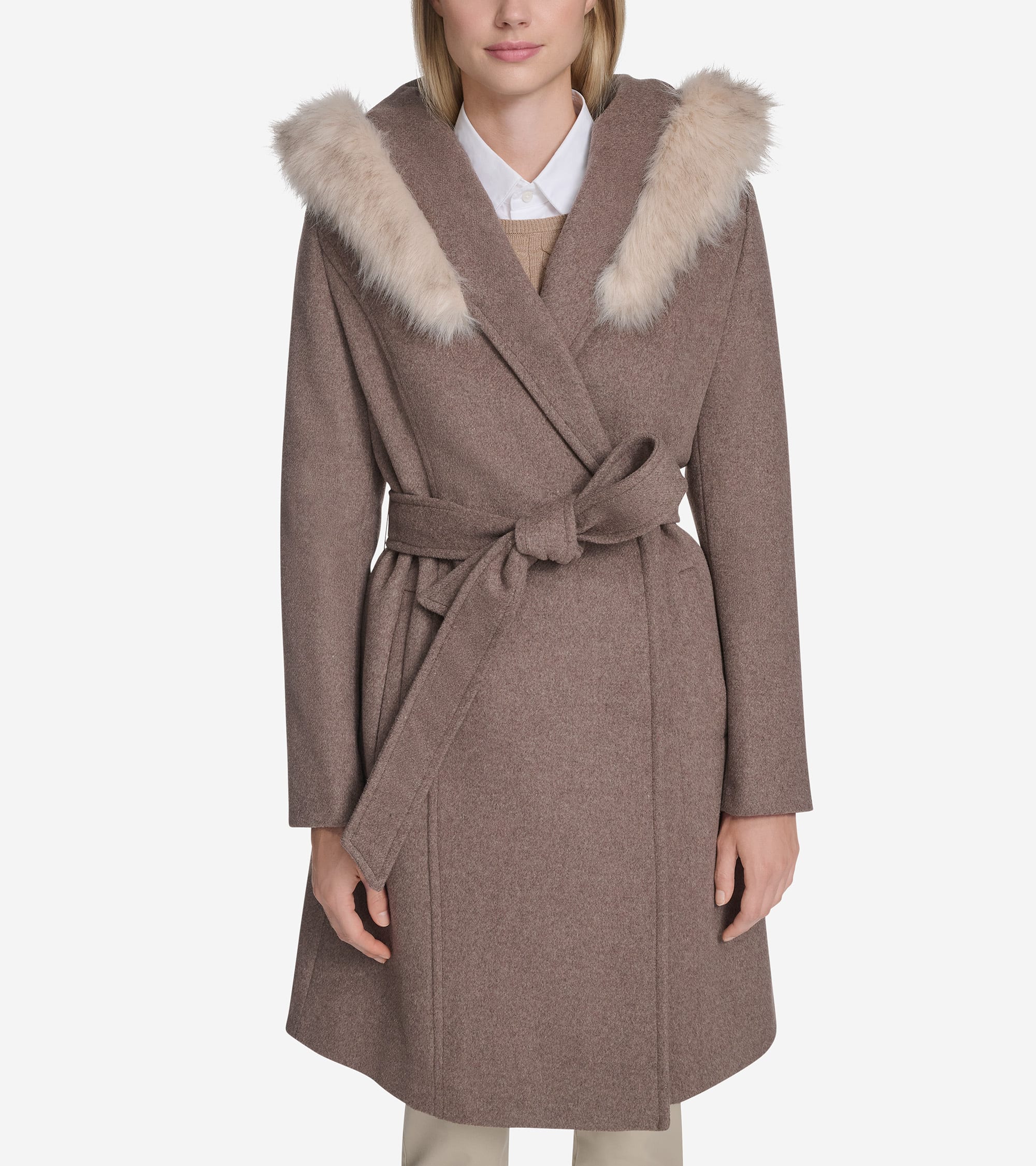 Women's Wool Wrap Coat in Brown | Cole Haan