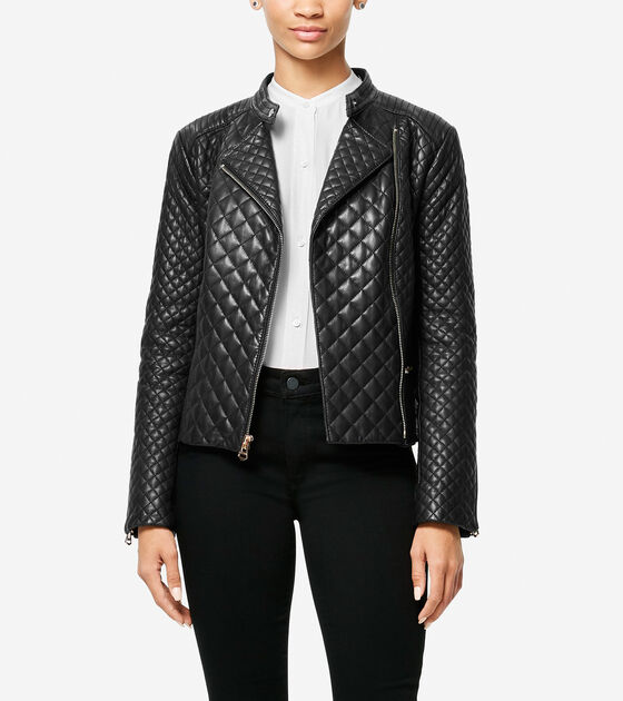 Classics > Italian Smooth Lambskin Quilted Moto Jacket