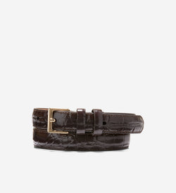 Women's Skinny Square Harness Belt-Brown Croco Print