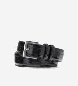 Women's Feathered Harness Belt-Black Croco Print