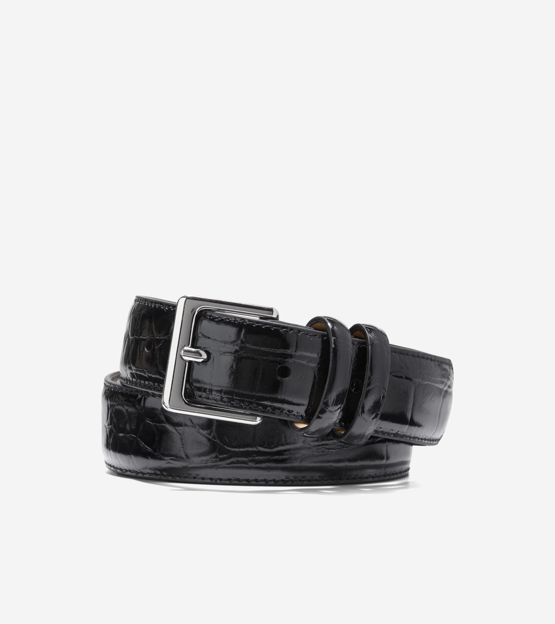 Women's Feathered Harness Belt-Black Croco Print