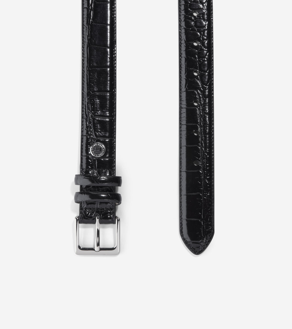 Women's Feathered Harness Belt-Black Croco Print