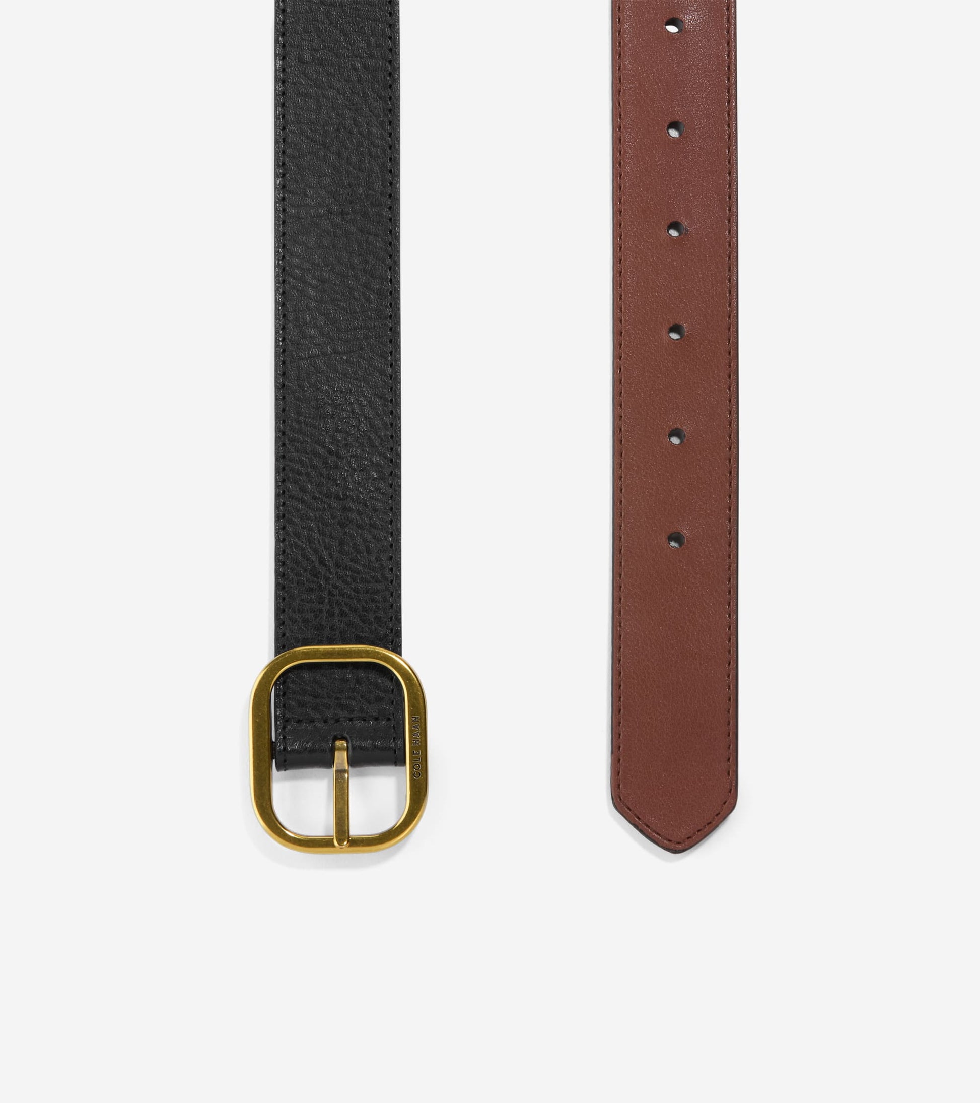 Women's Signature Reversible Belt-Black-Cognac