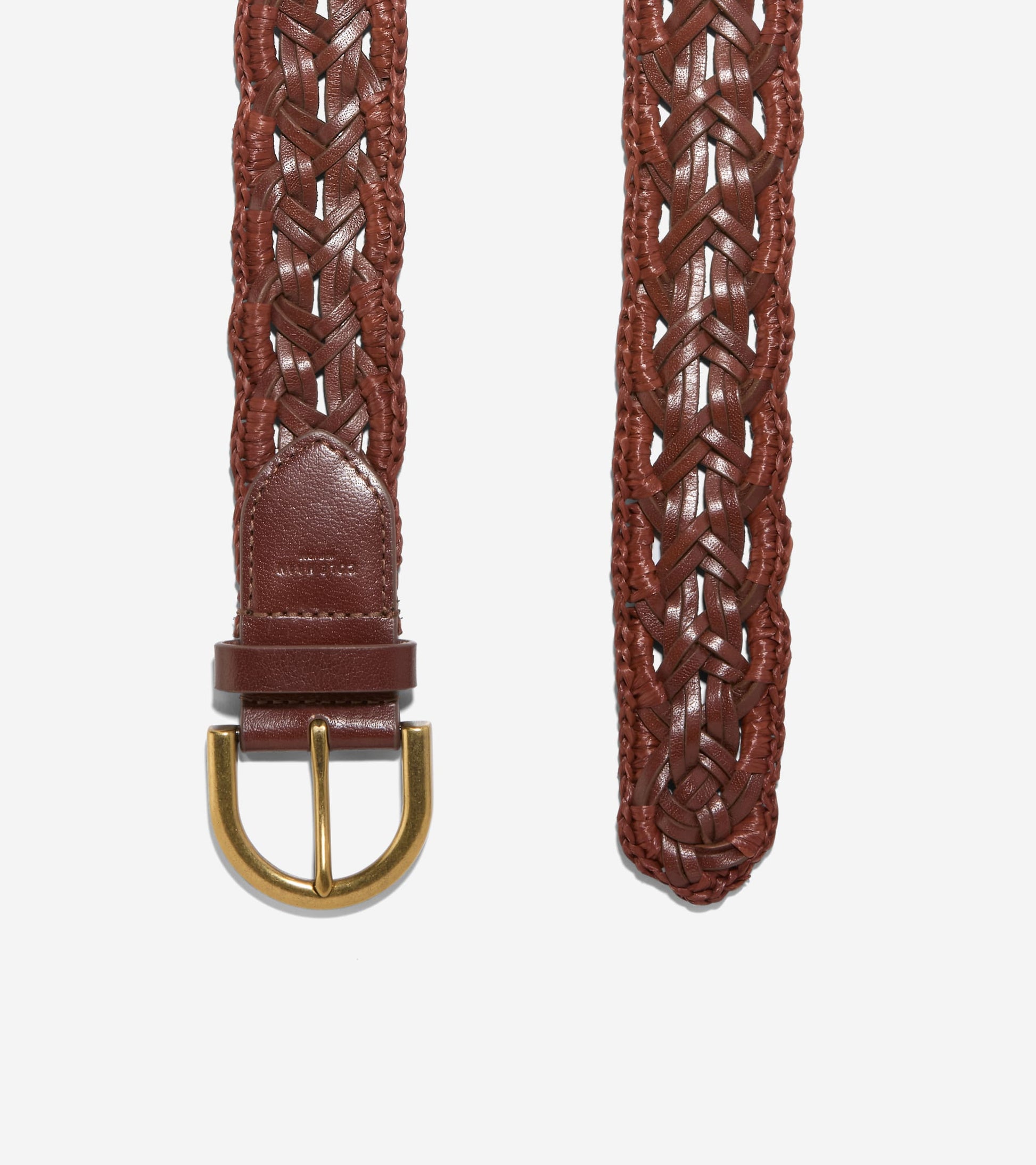 Women's 1.5 Inch Raffia Edge Braid Belt-Cognac