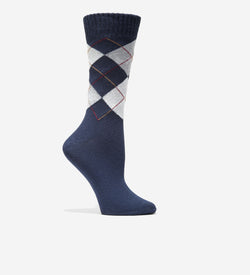 Women's Argyle Casual Crew Socks-Navy Assorted