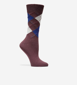 Women's Argyle Casual Crew Socks-Wine
