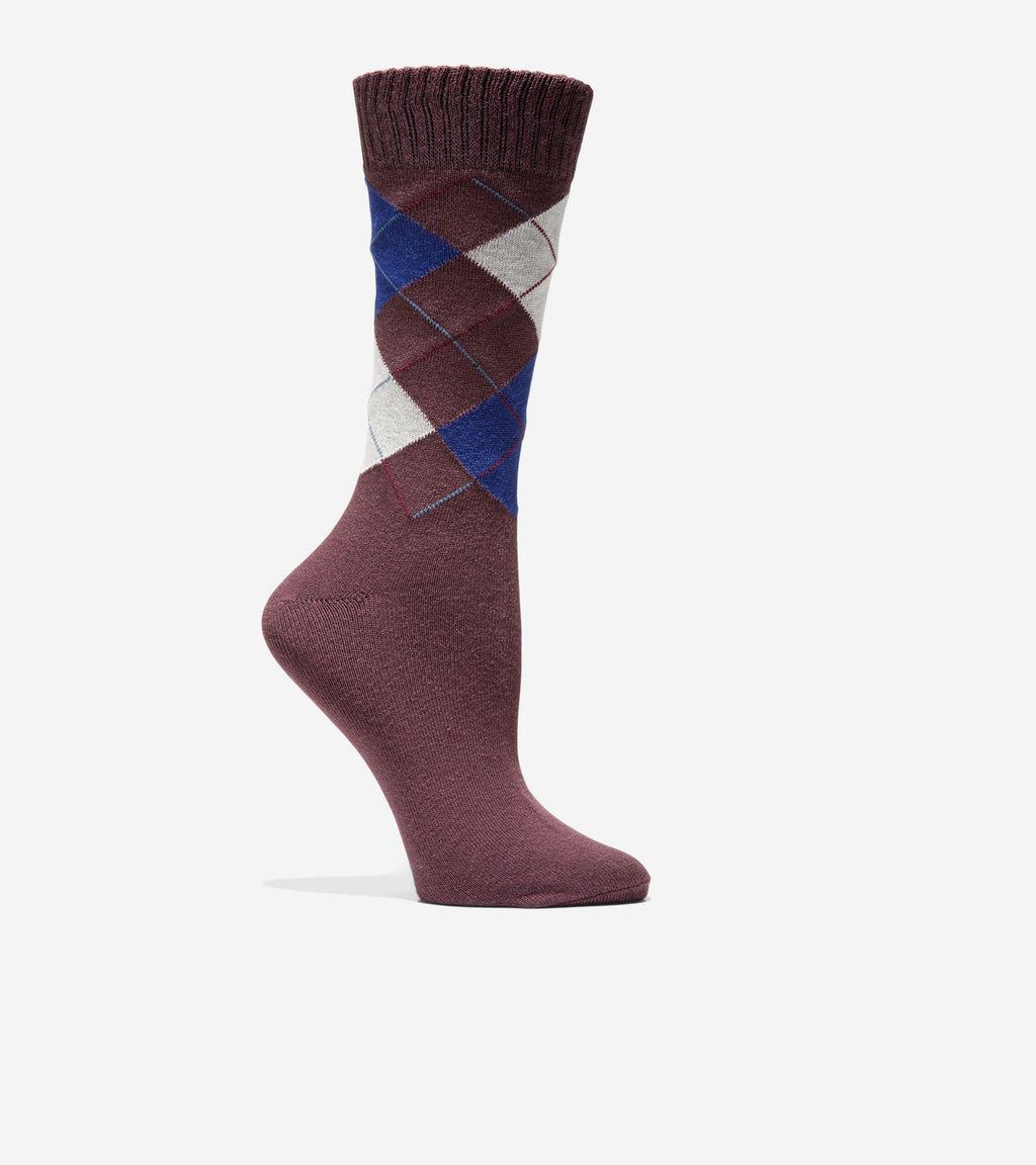 Women's Argyle Casual Crew Socks-Wine