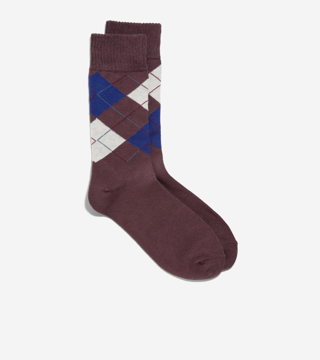 Women's Argyle Casual Crew Socks-Wine