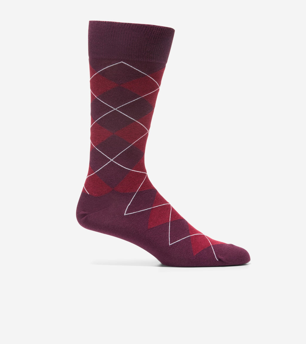 Men's Classic Argyle Dress Crew Socks-Wine Assorted