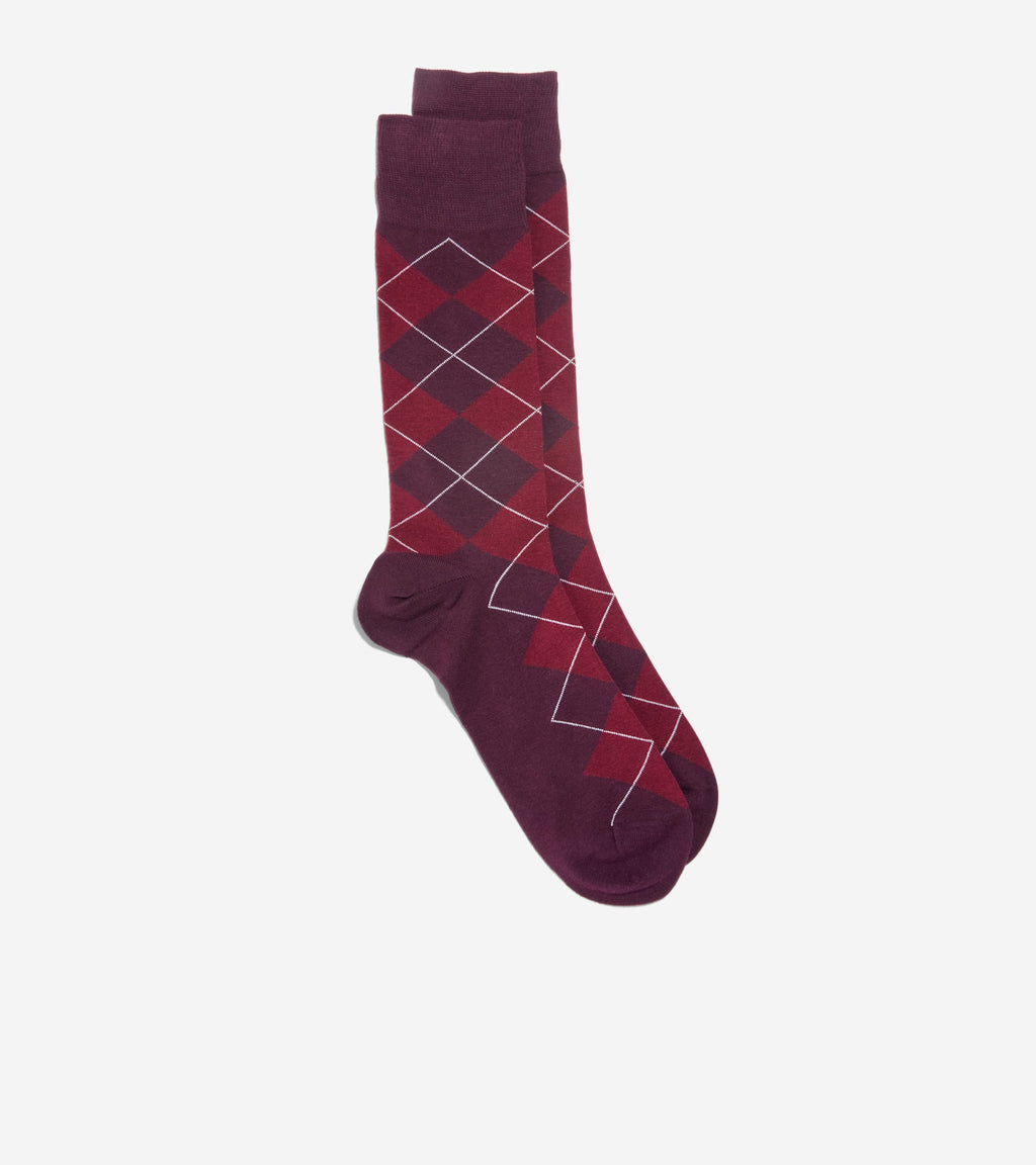 Men's Classic Argyle Dress Crew Socks-Wine Assorted