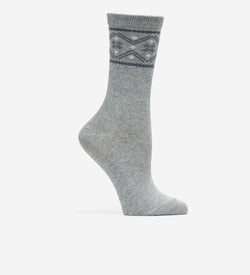 Women's Fairisle Dress Crew Socks-Grey