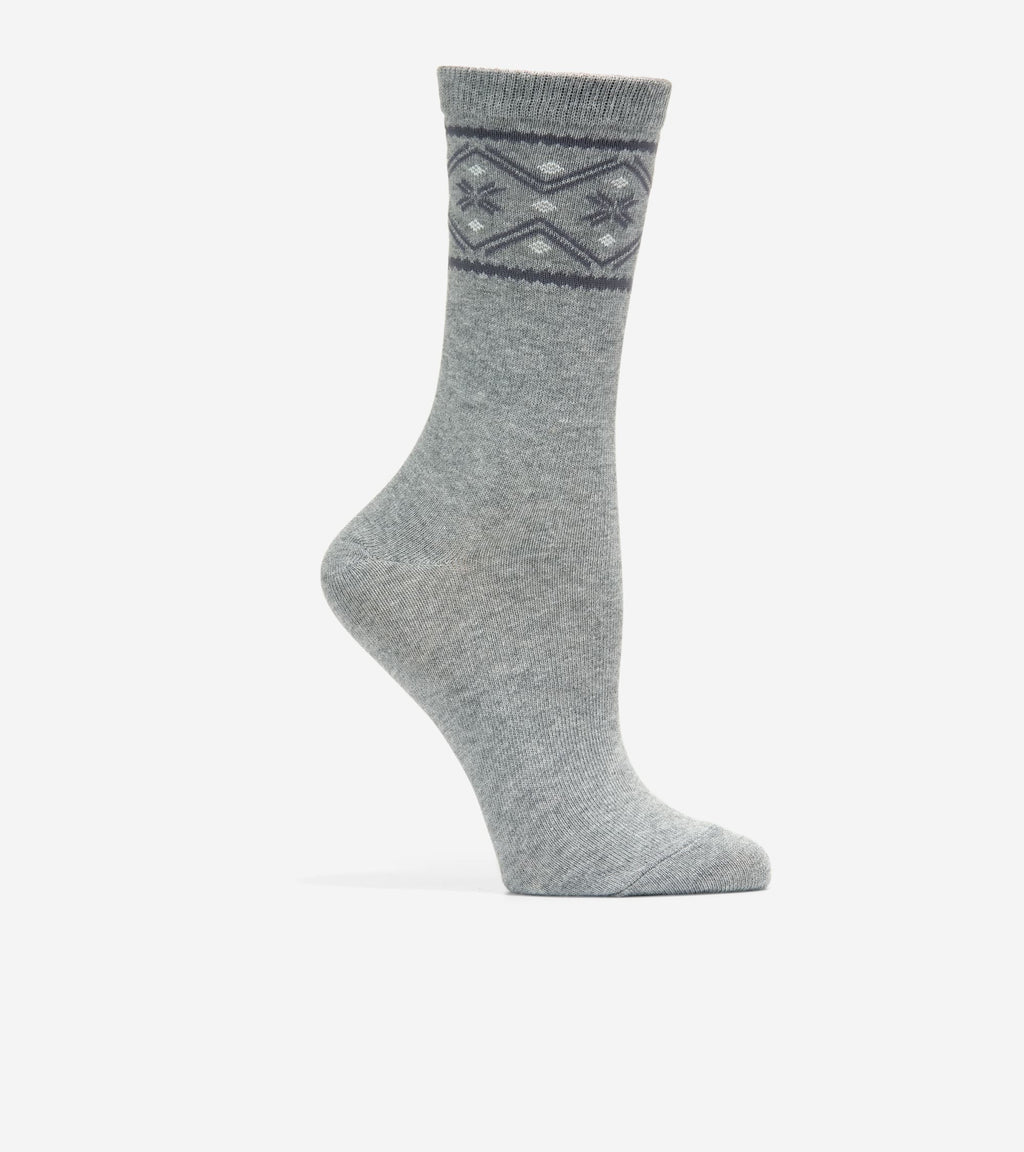Women's Fairisle Dress Crew Socks-Grey