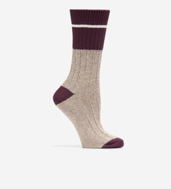 Women's Marl Crew Socks-Dark Red