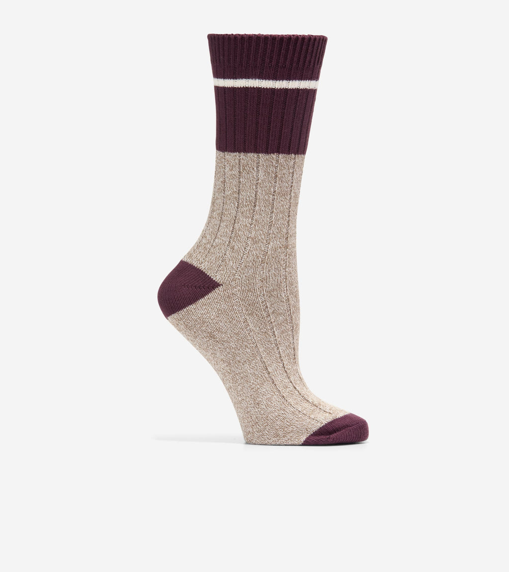 Women's Marl Crew Socks-Dark Red