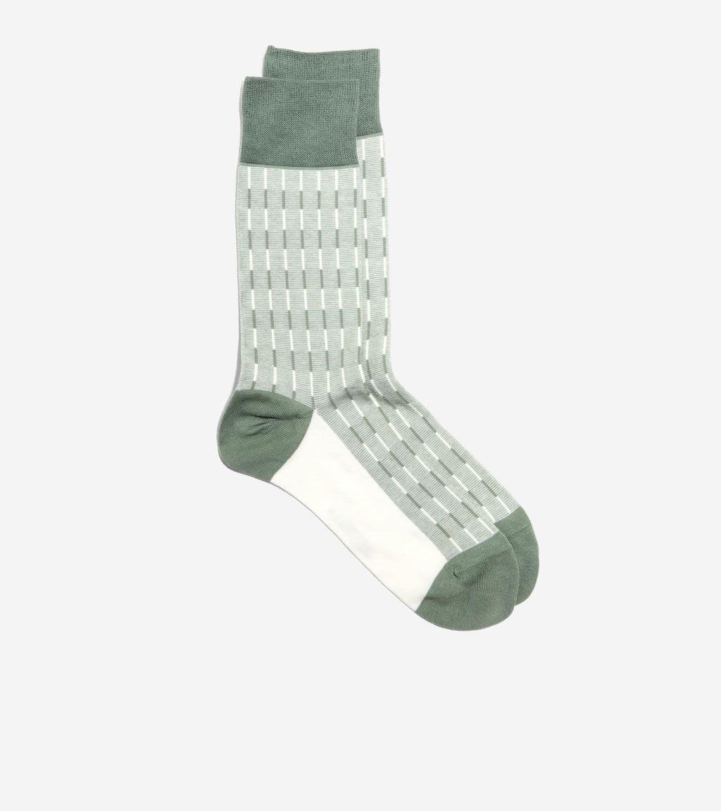 Men's Mod Stripe Dress Crew Socks-Green