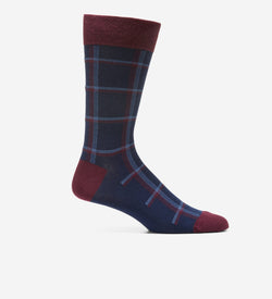 Men's Plaid Dress Crew Socks-Navy Assorted
