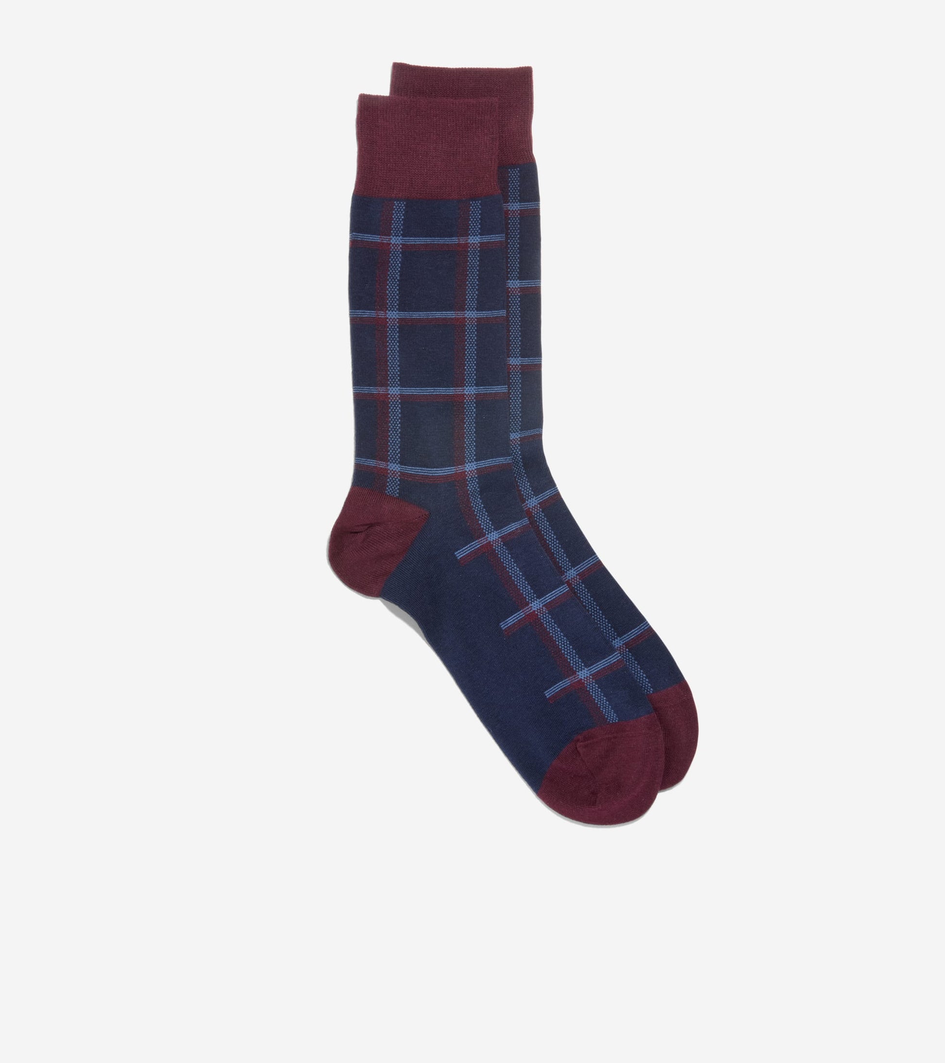 Men's Plaid Dress Crew Socks-Navy Assorted