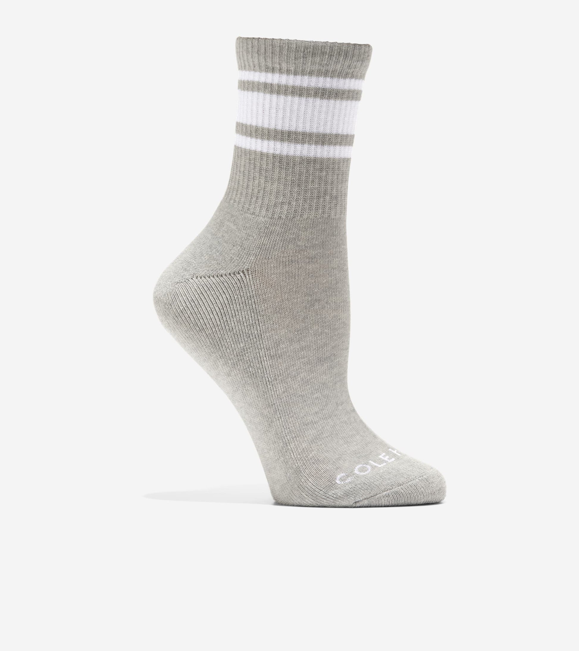 Women's Ribbed Mid Crew Socks-Light Grey Heather