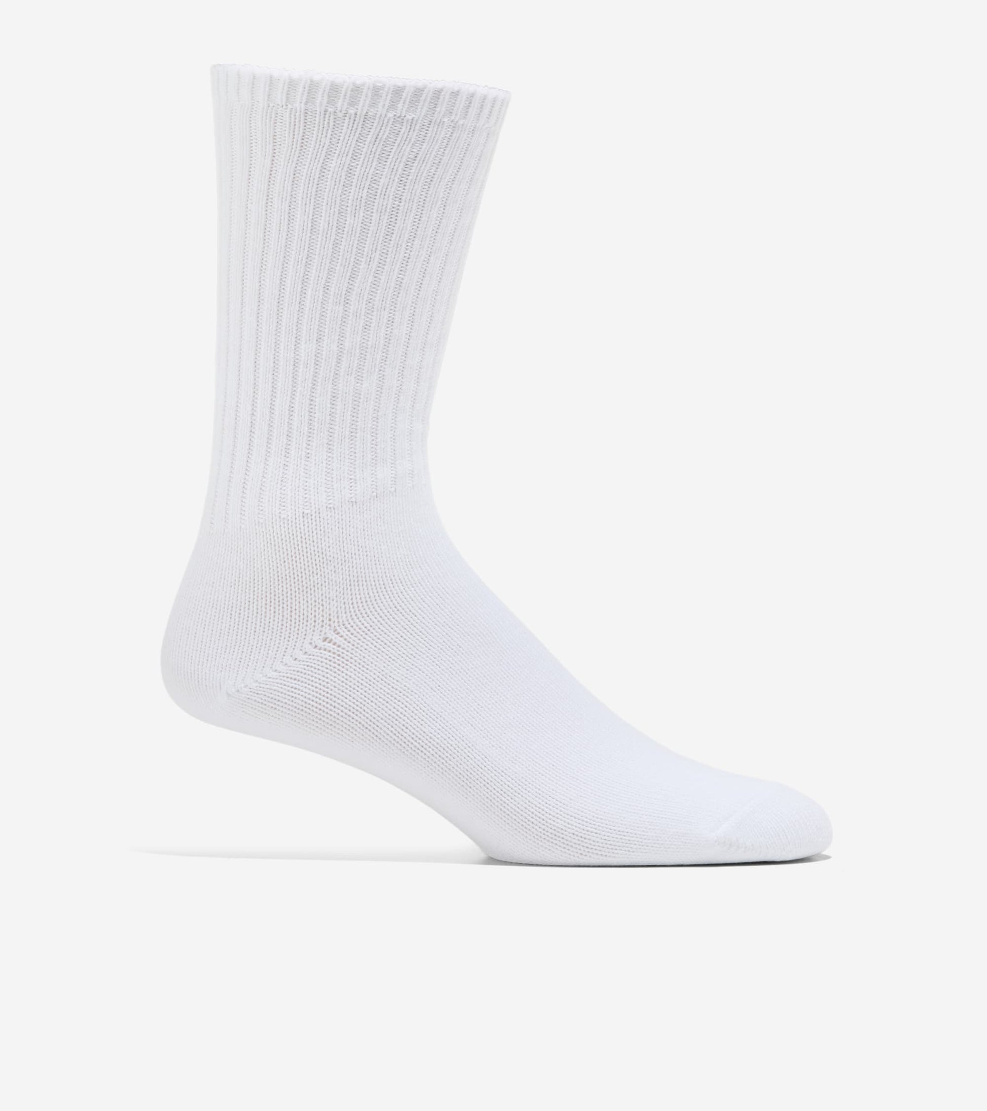 Men's Solid Marl Casual Crew Socks-White