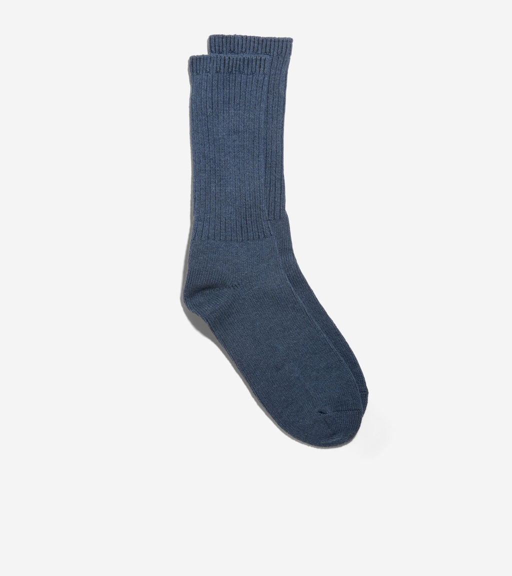 Men's Solid Marl Casual Crew Socks-Dark Denim Heather Mix