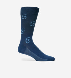 Men's Soccer Ball Dress Crew Socks-Navy