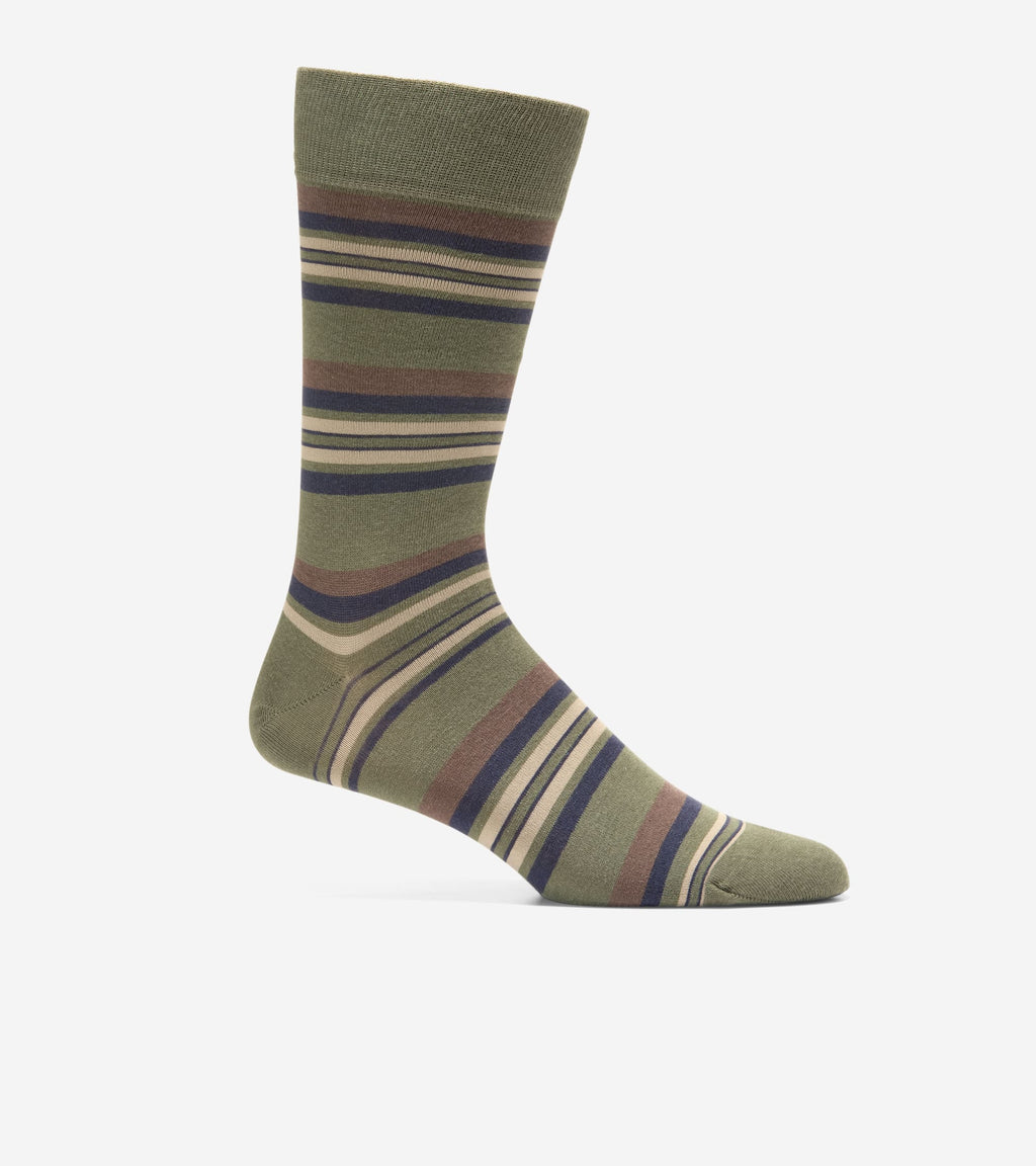 Men's Striped Dress Crew Socks-Green