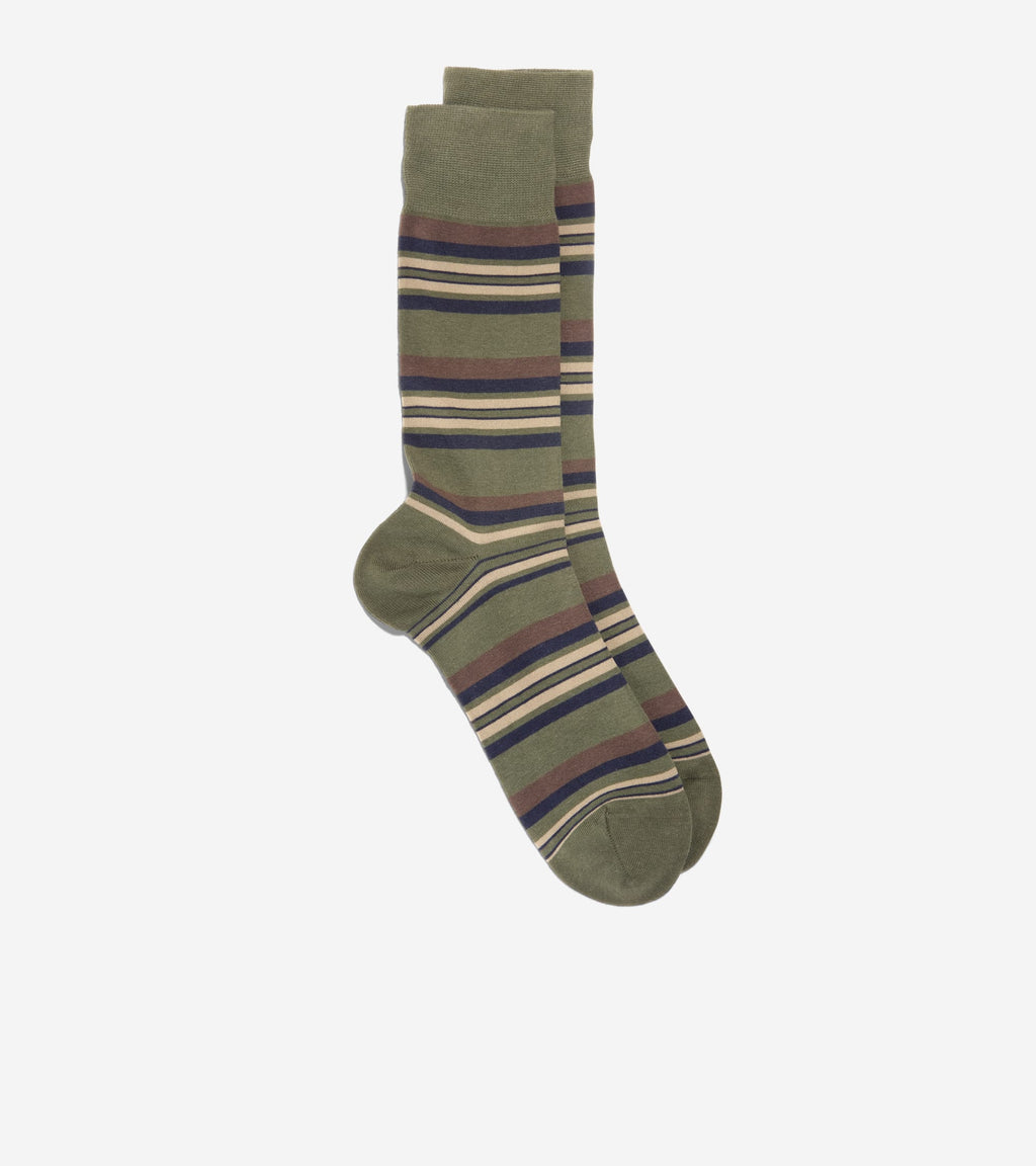 Men's Striped Dress Crew Socks-Green