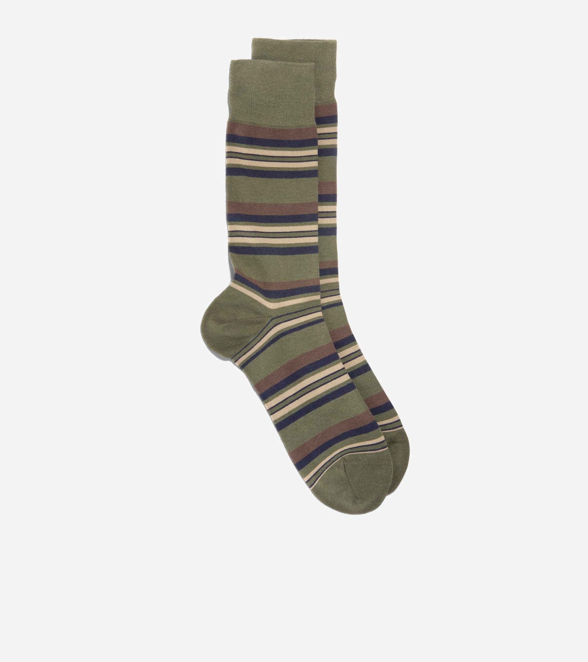 Men's Striped Dress Crew Socks-Green
