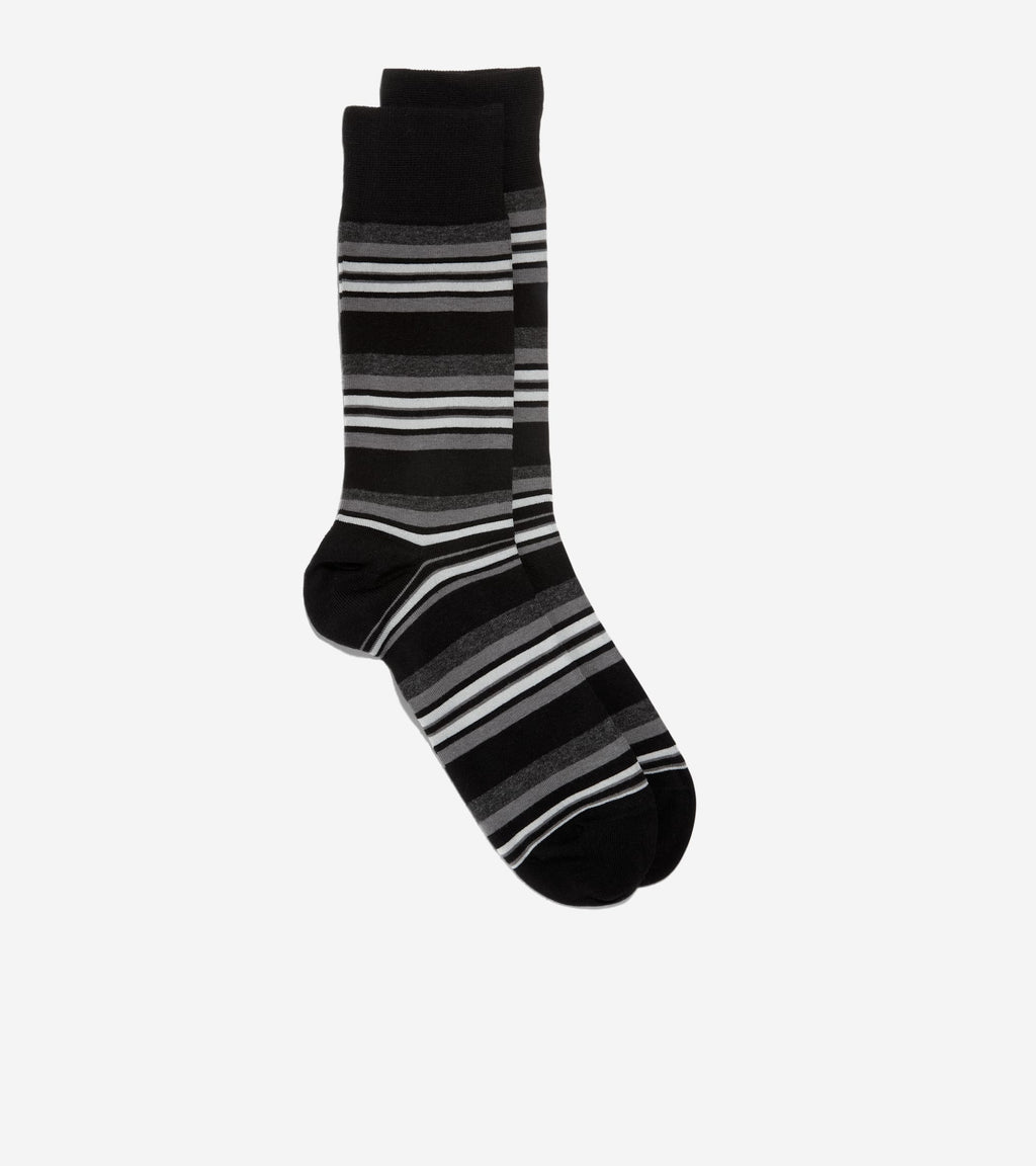 Men's Striped Dress Crew Socks-Black Assorted