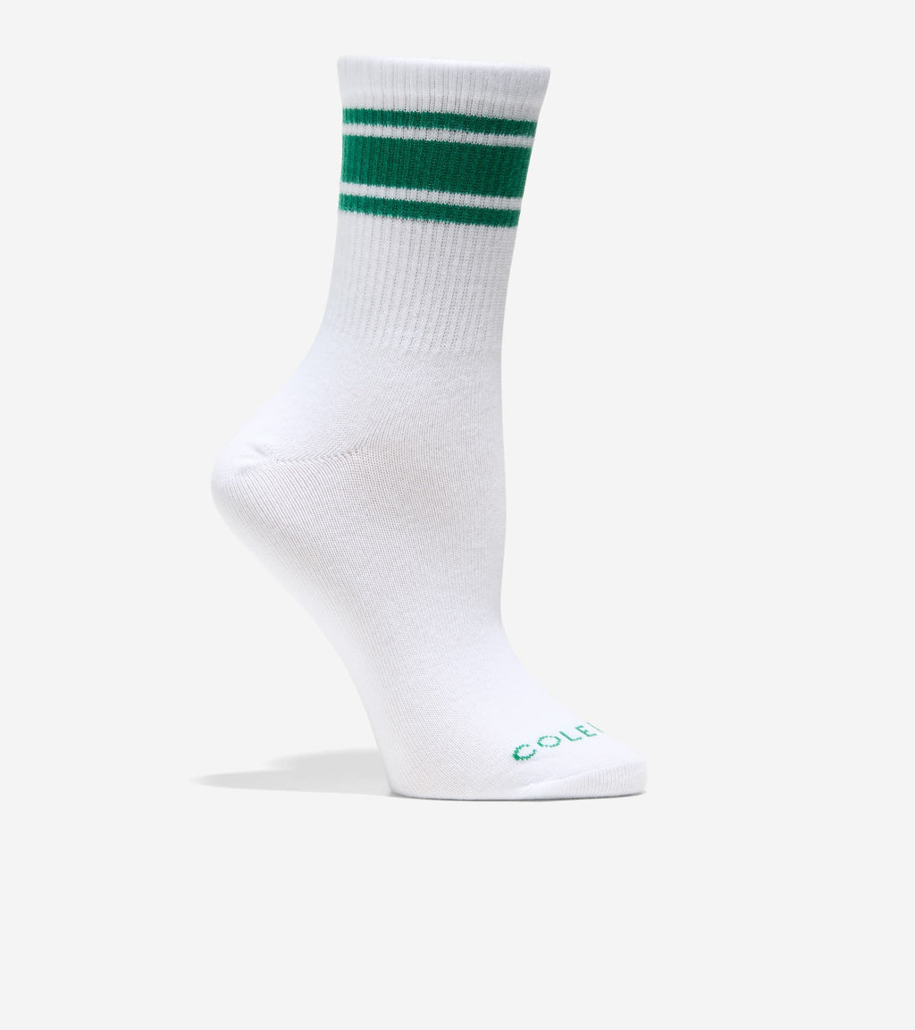 Varsity Stripe Mid Crew Socks-White