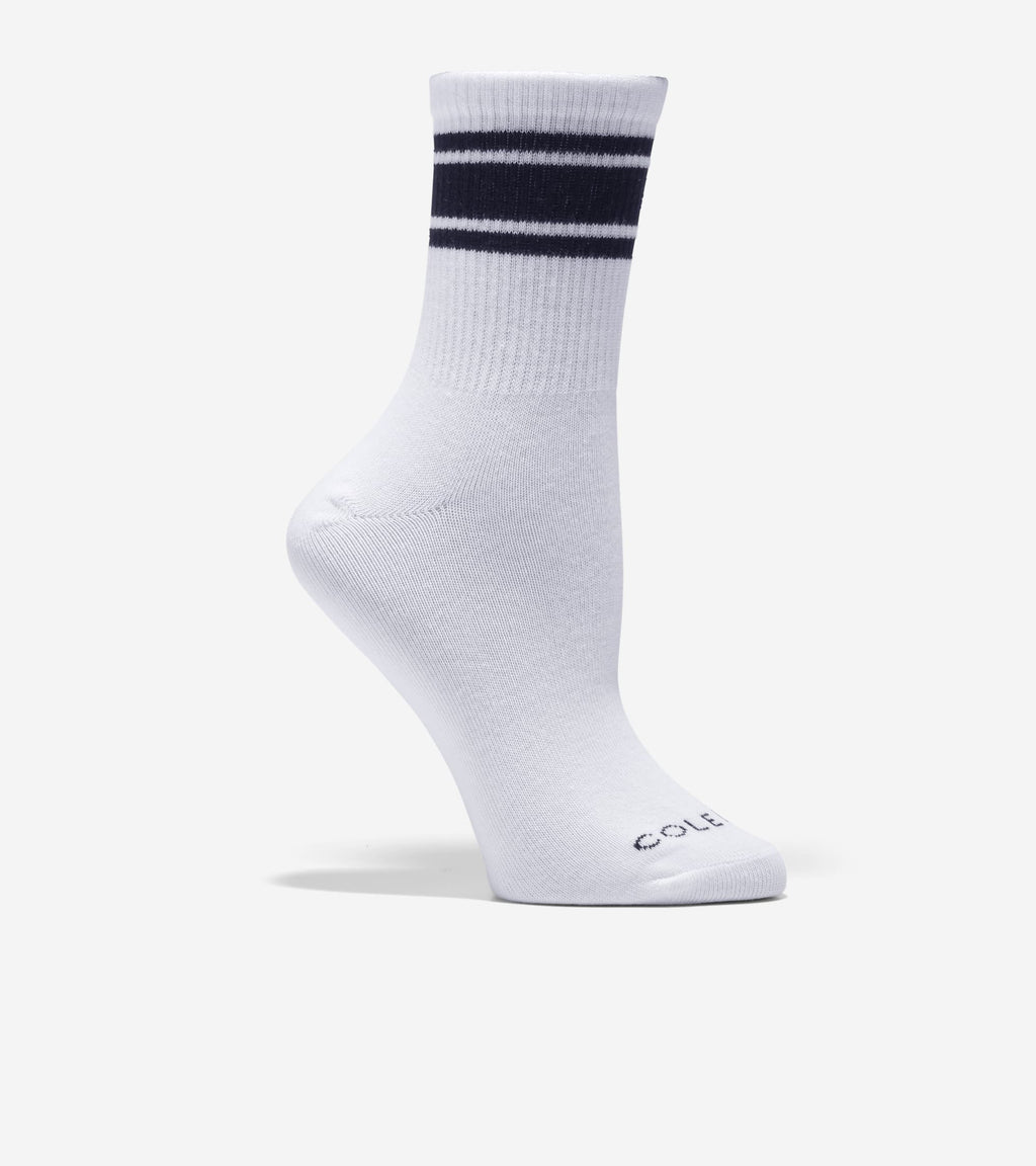 Varsity Stripe Mid Crew Socks-White Multi