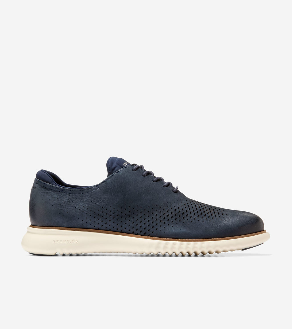 Men's 2.ZERØGRAND Laser Wingtip Oxfords-Navy Blazer-Ivory