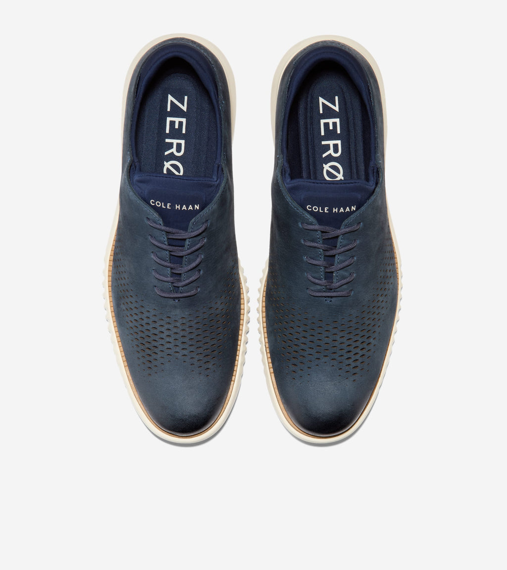 Men's 2.ZERØGRAND Laser Wingtip Oxfords-Navy Blazer-Ivory