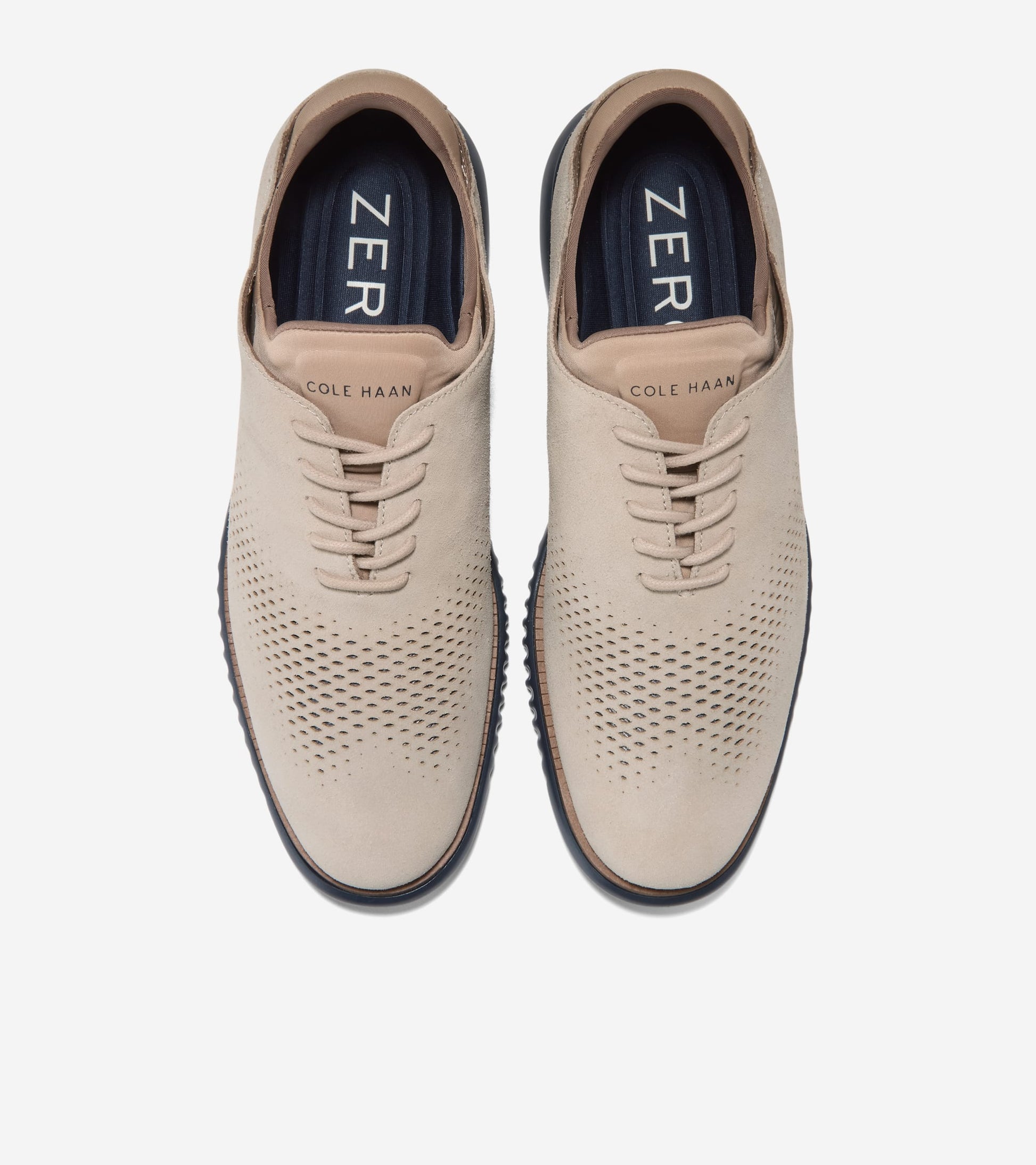 Men's 2.ZERØGRAND Laser Wingtip Oxfords-Dark Latte-Navy Blazer