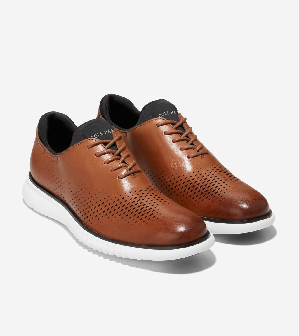 Men's 2.ZERØGRAND Laser Wingtip Oxfords-British Tan-Ivory