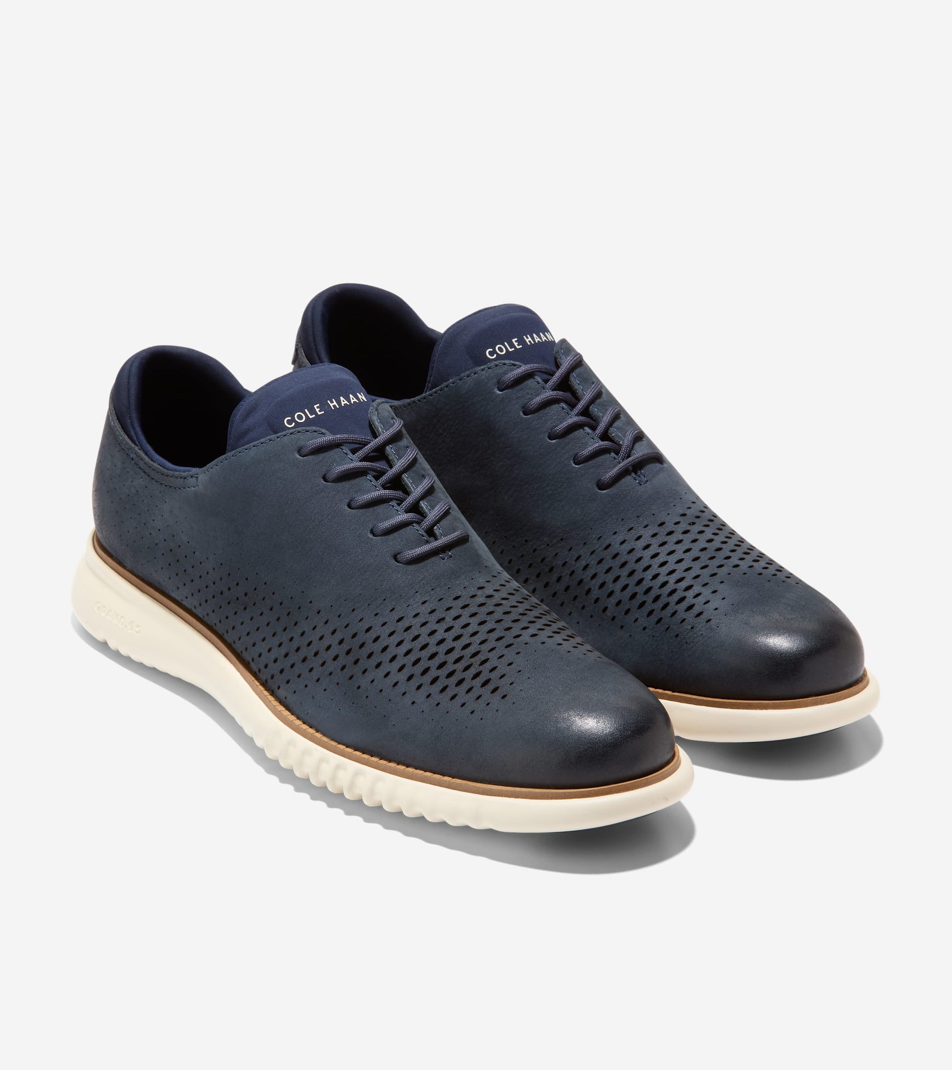 Men's 2.ZERØGRAND Laser Wingtip Oxfords-Navy Blazer-Ivory