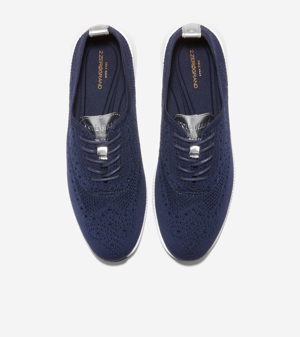 Women's 2.ZERØGRAND Stitchlite™ Wingtip Oxfords-Argento Metallic-Optic White
