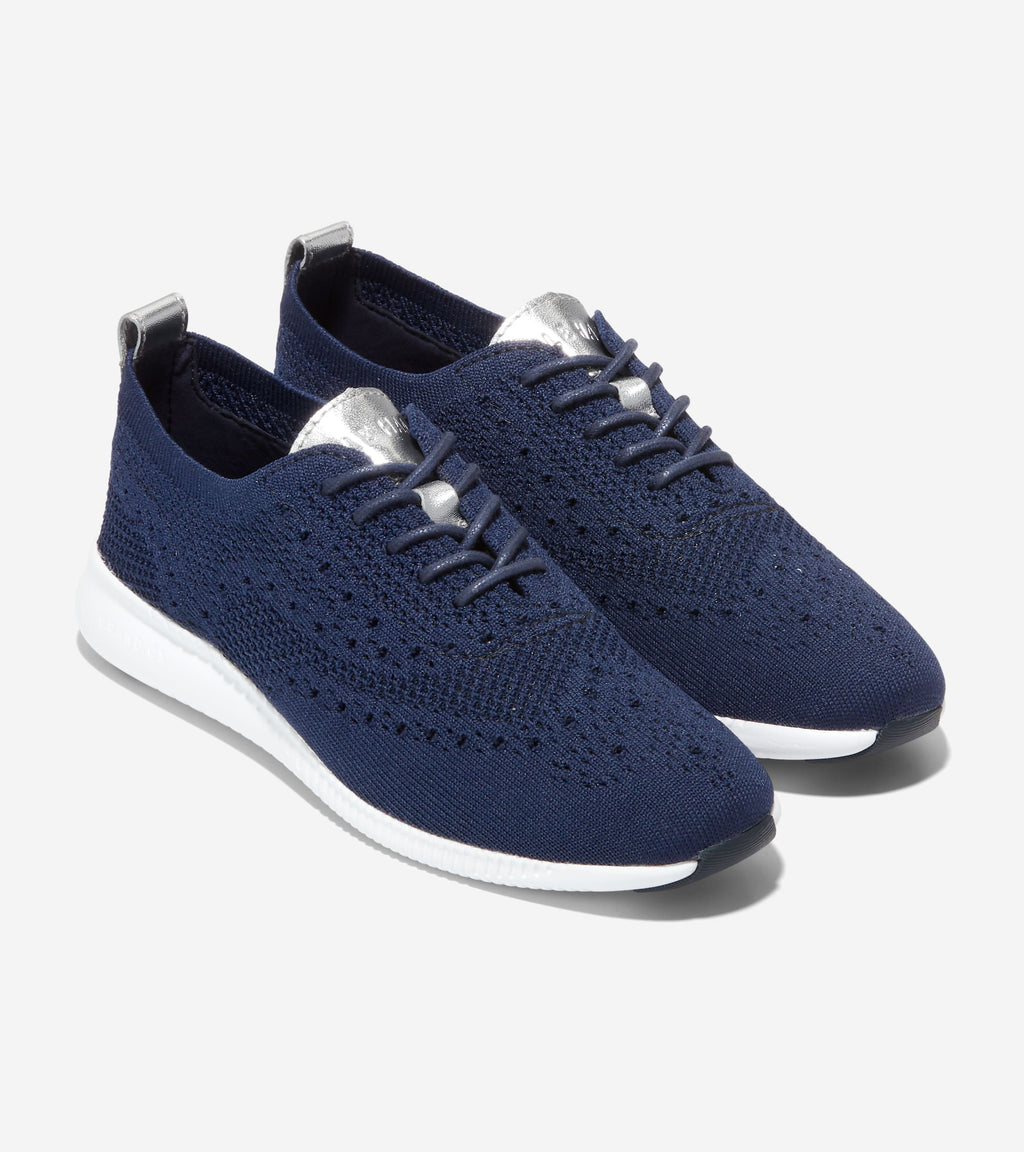 Women's 2.ZERØGRAND Stitchlite™ Wingtip Oxfords-Argento Metallic-Optic White