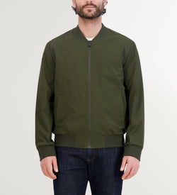 Men's Nylon Bomber Jacket-Olive Green