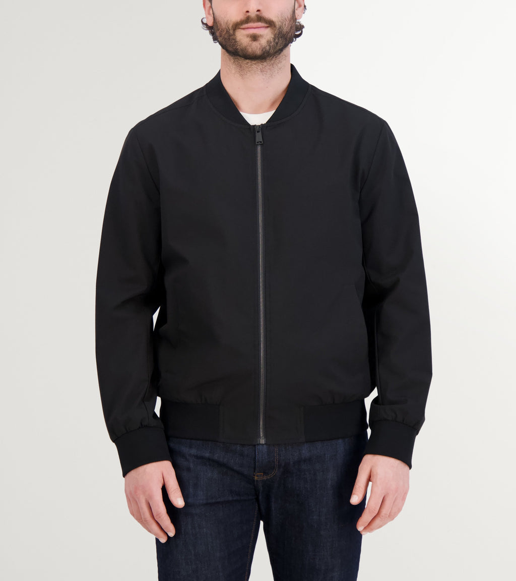 Men's Nylon Bomber Jacket-Black