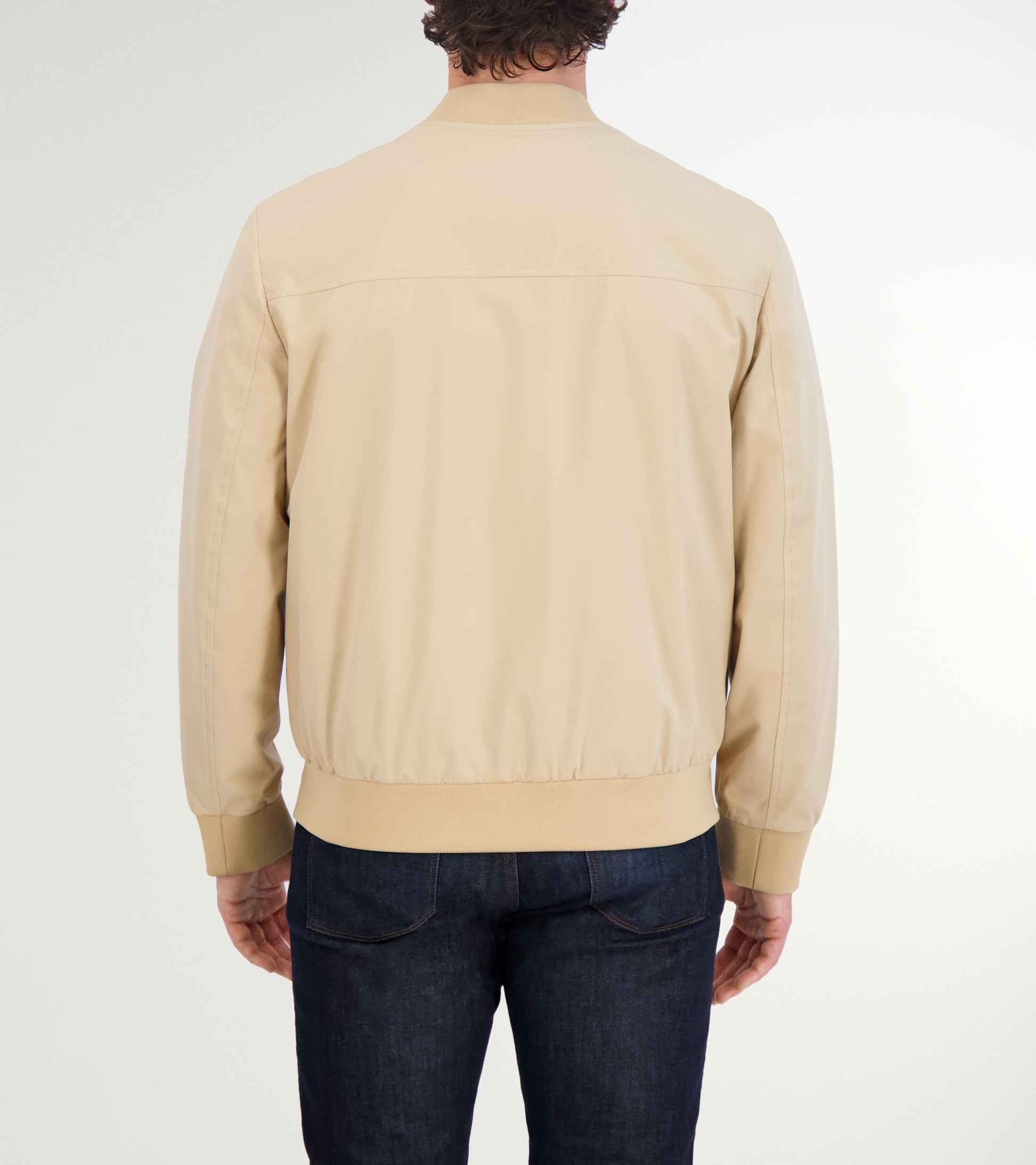 Men's Nylon Bomber Jacket-Khaki