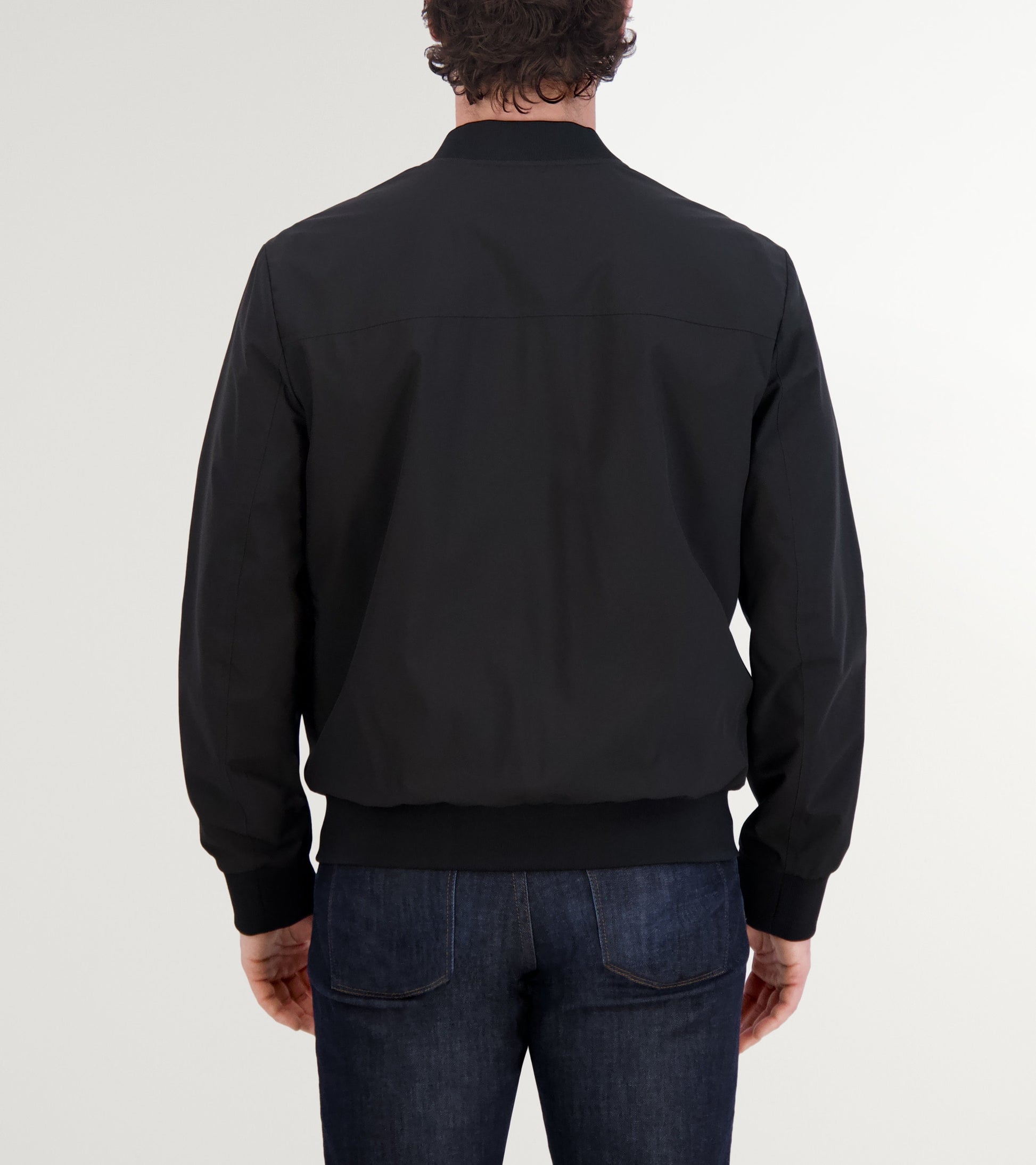 Men's Nylon Bomber Jacket-Black