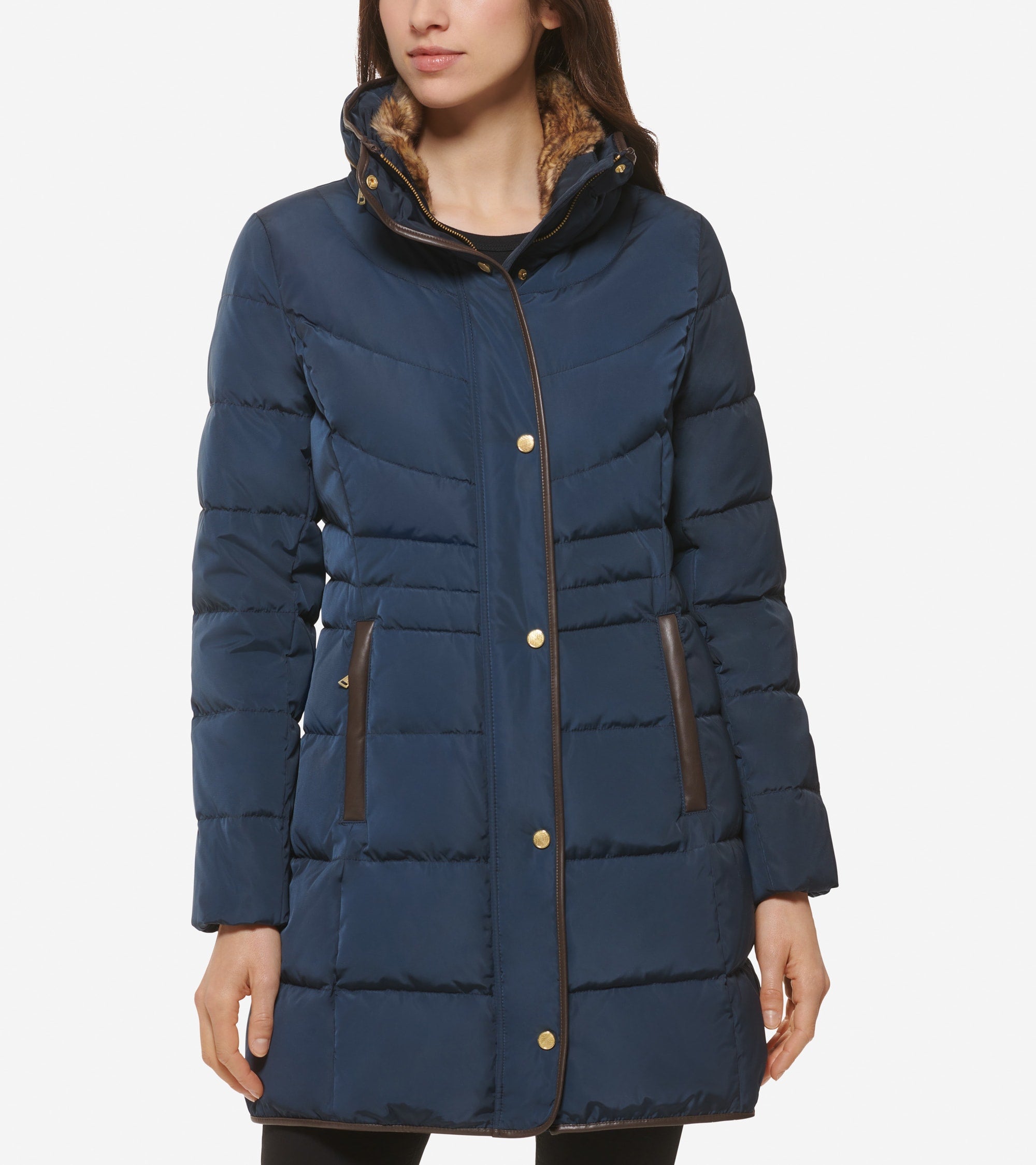 Women's Hidden-Hood Puffer Coat in Blue | Cole Haan