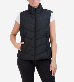 Women's Chevron Zip Front Vest-Black