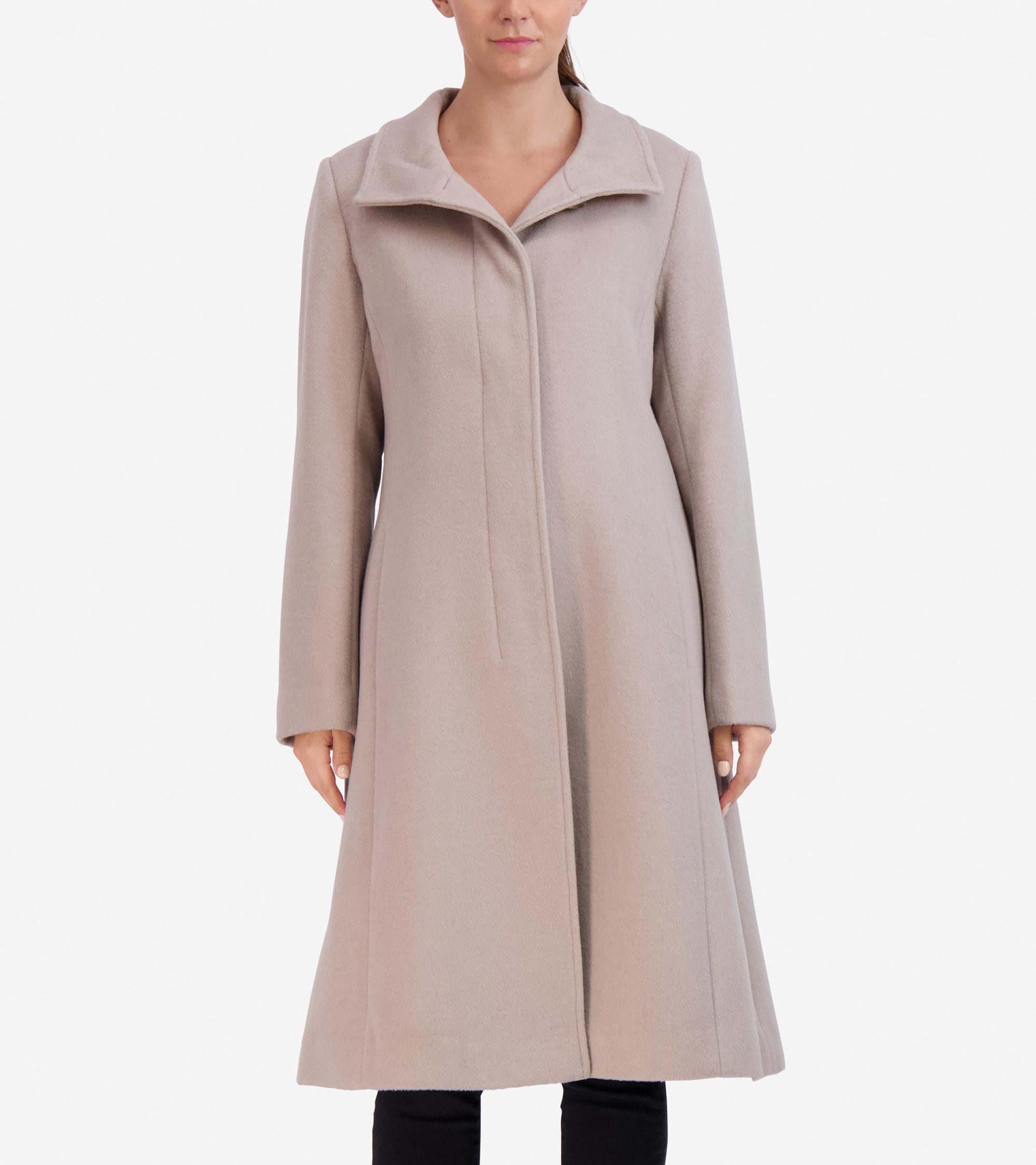 Women's Flared Dress Coat-Stone